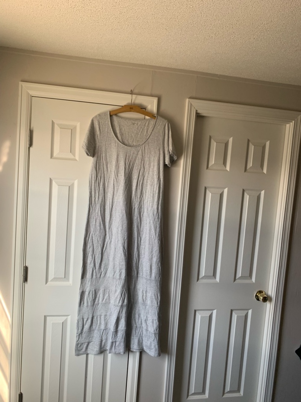 Garnet Hill Light Gray Scoop Neck Maxi Dress